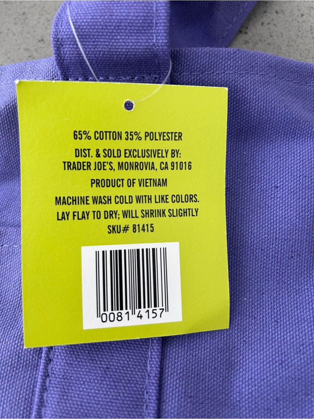 Trader Joe's Canvas Tote Bag in Orange and Purple - Picture 6 of 8